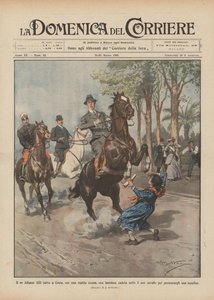 El rey Alfonso XIII salva en Ceuta, con un rápido movimiento, a una niña caída bajo su caballo