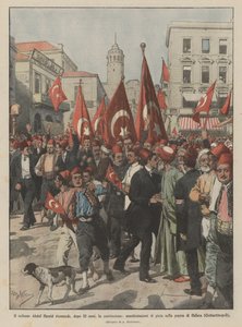 El sultán Abdul Hamid restablece, después de 32 años, la constitución, manifestaciones de alegría
