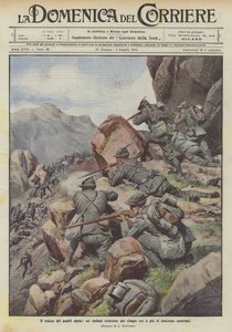 El valor de nuestros alpinos, seis italianos resisten durante cinco horas a más de doscientos austriacos de Achille Beltrame