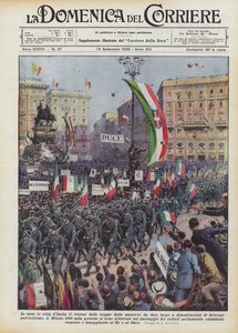 En todas las ciudades de Italia el regreso de las tropas de las maniobras ha dado lugar a demostraciones de Achille Beltrame
