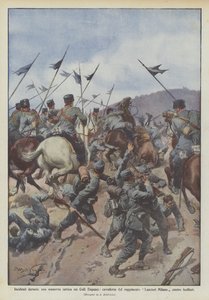 Incidentes durante una maniobra táctica en los Colli Euganei, caballería del regimiento Lancieri Milano contra fusileros de Achille Beltrame