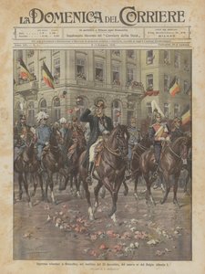 Entrada triunfal en Bruselas, en la mañana del 23 de diciembre, del nuevo rey de Bélgica Alberto I