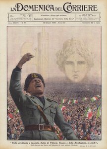 Italia proletaria y fascista, Italia de Vittorio Veneto y de la Revolución, ¡en pie! de Achille Beltrame