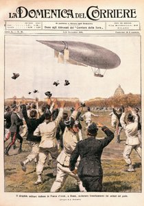 Italia, Milán, Vuelo del dirigible pilotado por Crocco y Ricaldoni en Roma, el 31 de octubre de Achille Beltrame