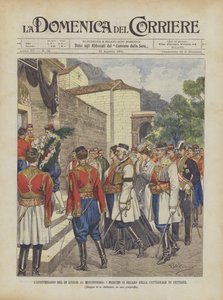 El aniversario del 29 de julio en Montenegro, los príncipes se dirigen a la catedral de Cettigne de Achille Beltrame