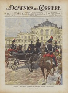 La llegada de SM la reina Margarita al castillo de Stupinigi el 25 de junio de Achille Beltrame