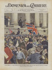 La llegada triunfal al Palacio Municipal de Londres del cuerpo de voluntarios de la City de la guerra