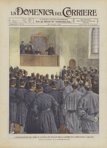 La inauguración del curso de agronomía para soldados en el cuartel de San Simpliciano, en Milán de Achille Beltrame
