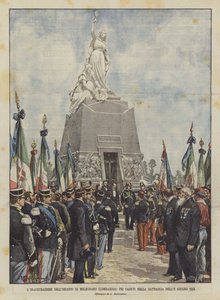 La inauguración del osario de Melegnano (Lombardía) para los caídos en la batalla del 8 de junio de 1859 de Achille Beltrame