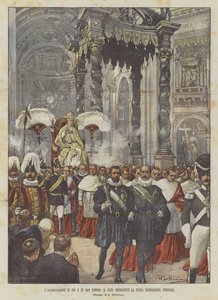 La coronación de Pío X en San Pedro, el Papa imparte la primera bendición pública