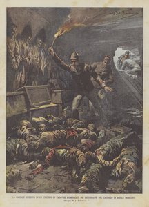 El descubrimiento casual de un cementerio de cadáveres momificados en los sótanos del Castillo de Aquila (Abruzzo) de Achille Beltrame