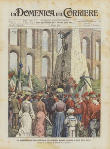 La conmemoración de la batalla del Volturno, frente al osario en los Puentes de la Valle de Achille Beltrame