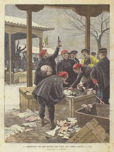 La distribución de los regalos enviados desde Italia a las tropas nacionales en China de Achille Beltrame