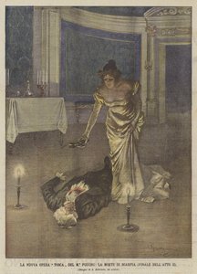 La nueva ópera Tosca del maestro Puccini, la muerte de Scarpia (final del acto II)