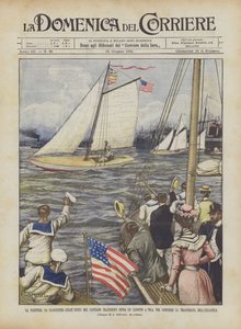 La partida de Gloucester (Estados Unidos) del capitán Blackburn en un bote de vela