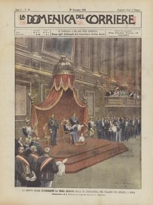 La sesión real, inaugurando la tercera sesión de la XX legislatura, en el Palacio del Senado, en Roma