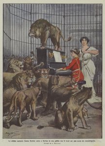 La célebre cantante Emma Destinn canta en Berlín en una jaula con 14 leones para una escena de cine de Achille Beltrame