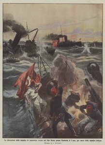La destrucción de la escuadra de cañoneras turcas en el Mar Rojo cerca de Kunfidah, el 7 corr de Achille Beltrame