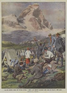 La excursión popular alpina del Cervino al Rosa, los mil y más alpinistas acampados en la cuenca del Breuil a 2004 metros