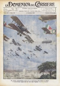 La gran manifestación aérea para la celebración de la Marcha sobre Roma, doscientos setenta de Achille Beltrame
