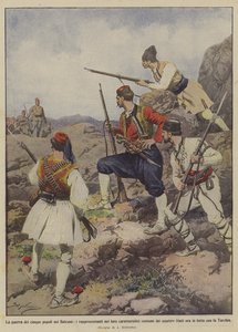 La guerra de los cinco pueblos en los Balcanes, los representantes en sus característicos trajes