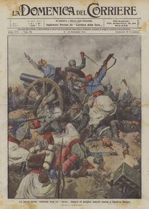 La guerra feroz, furiosa lucha entre turcos franceses y artilleros alemanes alrededor de Charleroi (Bélgica) de Achille Beltrame