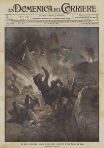 La guerra subterránea, explosión de nuestras minas al suroeste de San Martino del Carso de Achille Beltrame