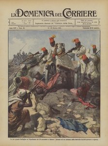 La mayor batalla en Tripolitania del 20 de septiembre en Zanzur, alrededor de un cañón de Achille Beltrame