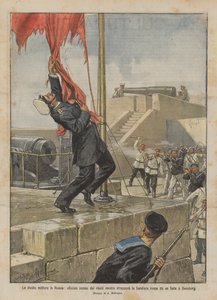 La revuelta militar en Rusia, oficial asesinado por los rebeldes mientras arrancaba la bandera roja de Achille Beltrame