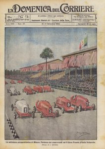 La semana automovilística de Milán, salida de los concursantes para el Gran Premio de Italia Vetturette