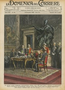 La solemne sesión inaugural de la Academia de Italia, en la sala de los Horacios y Curiacios, en el Capitolio de Achille Beltrame
