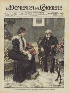 La visita del mayor poeta nacional, Giosue Carducci, a la Reina Margarita, en Bolonia de Achille Beltrame