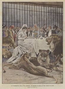 Las excentricidades de la vida parisina, un banquete de bodas en una jaula de leones