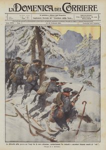 Las dificultades de la guerra en los Vosgos entre la nieve alta, combate entre alemanes de Achille Beltrame
