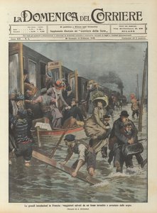 Las grandes inundaciones en Francia, viajeros rescatados de un tren atrapado y detenido por las aguas de Achille Beltrame