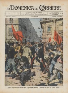 Las graves manifestaciones de Palermo contra las Convenciones Marítimas, los manifestantes enfrentándose con la fuerza pública