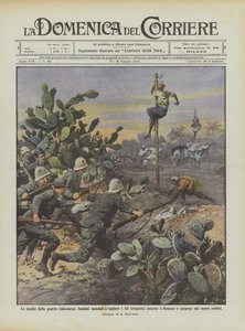 Las trampas de la guerra italo-turca, beduinos enviados a cortar los cables telegráficos alrededor de Achille Beltrame