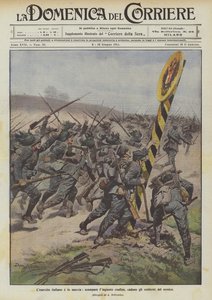 El ejército italiano está en marcha, desaparece la injusta frontera, caen los emblemas del enemigo de Achille Beltrame