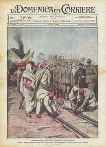 La inauguración de la línea ferroviaria Trípoli-Zuara, con la característica ceremonia musulmana...