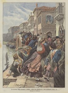 Huelga de cigarreras en Venecia, peleas entre huelguistas y no huelguistas en las calles