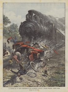 El choque entre un tren expreso y un automóvil lanzado a gran velocidad, cerca de París de Achille Beltrame