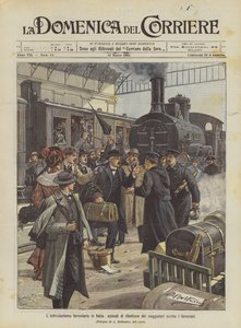 El obstruccionismo ferroviario en Italia, episodios de rebelión de los viajeros contra los ferroviarios de Achille Beltrame