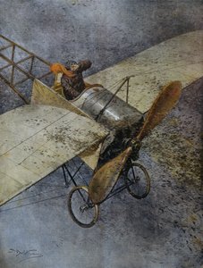 Avión de Mauvaise estrellándose tras ser golpeado por enjambres de langostas, cerca de Madrid, España, ilustración de Achille Beltrame de La Domenica del Corriere, 3 de junio