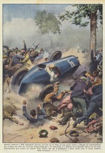 Mientras corría a 200 kilómetros por hora, entre dos alas de multitud, en una carrera cerca de París... de Achille Beltrame