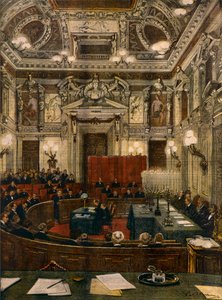 Nueva sesión del Consejo Municipal de Milán, por Achille Beltrame, de La Domenica del Corriere de Achille Beltrame