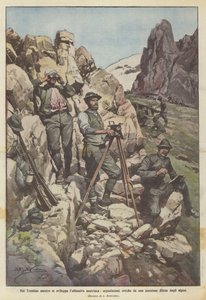 En el Trentino mientras se desarrolla la ofensiva austriaca, señales ópticas desde una posición defendida por los alpinos