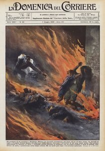 En el pórtico de una granja en Parabiago (Milán), tres niños encendían, por juego, un fuego de Achille Beltrame