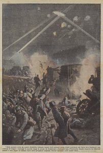 En la noche pasada, nuestro dirigible, luchando contra fuertes corrientes aéreas, logró... de Achille Beltrame