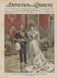 Bodas reales, el rey Alfonso XIII de España y su esposa la princesa Ena de Battenberg de Achille Beltrame