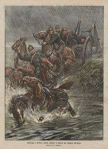 Aguacero en Berlín, caballos, artilleros y cañones ahogándose en el barro de Achille Beltrame